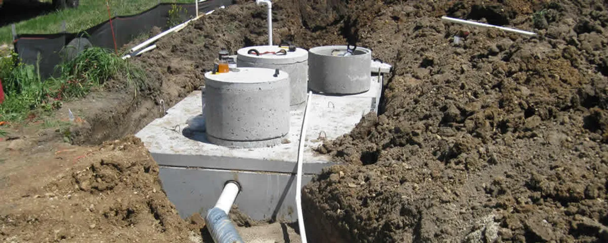 Septic system repair and installation site with tank access ports in Philadelphia, PA